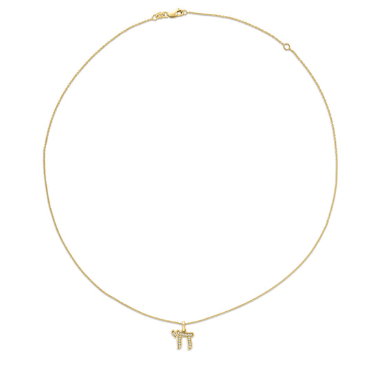 Roberto Coin 18K Yellow Gold Diamond Chai Symbol Pendant with Chain