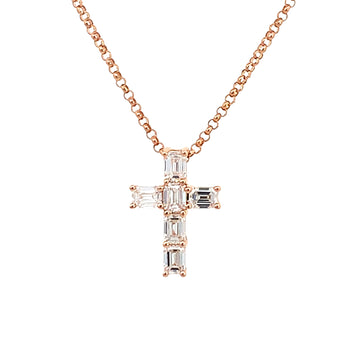Joshua J Fine Jewelry 18K Rose Gold Diamond Cross Pendant