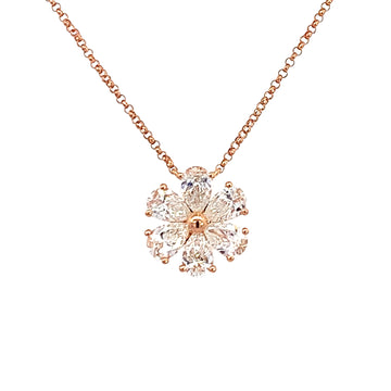 Joshua J Fine Jewelry 18K  Rose Gold Diamond Flower Pendant