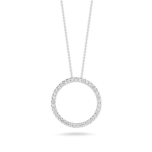 Roberto Coin 18K White Gold Tiny Trasures Diamond Circle Pendant