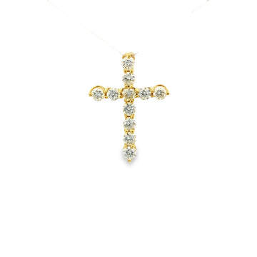18K Yellow Gold Diamond Cross Pendant