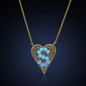 Malka 18K Yellow Gold Flourescent S Diamond Heart Pendant