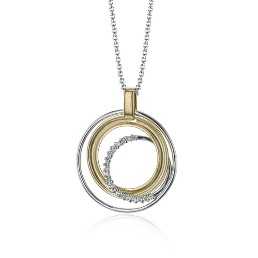 Simon G 18K Two-Tone Intertwined Circles Diamond Pendant