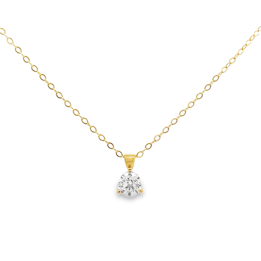 14K Yellow Gold 1/2-Carat Diamond Solitaire Pendant
