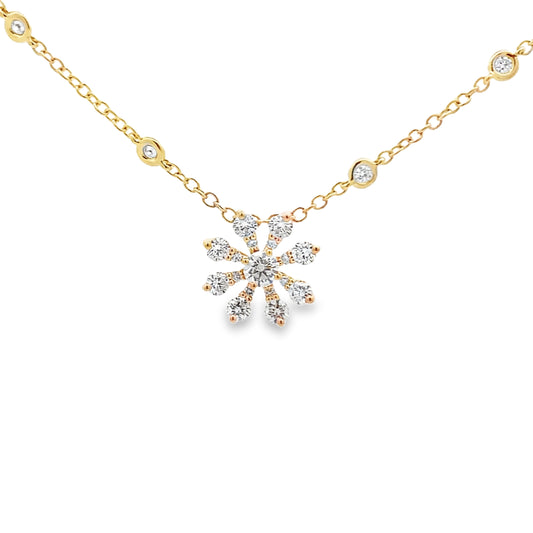 Damaso 18K Yellow Gold Diamond Flower Pendant