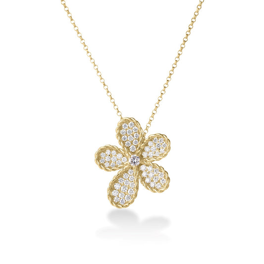 Roberto Coin 18K Yellow Gold Jasmine Flower Diamond Pendant