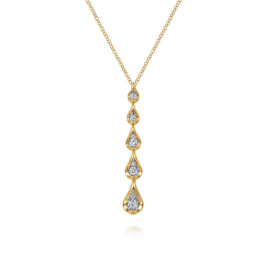 Gabriel & Co. 14K Two-Tone Diamond Teardrop Necklace