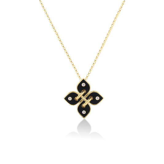 Roberto Coin 18K Yellow Gold Venetian Princess Filo Diamond & Black Enamel Pendant
