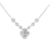 14K White Gold Diamond Clover and Bezel Necklace