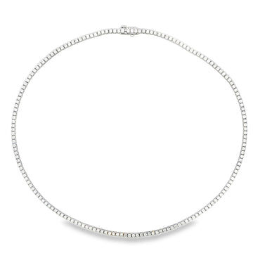 14K White Gold 6.5-Carat Straight-Line Diamond Tennis Necklace
