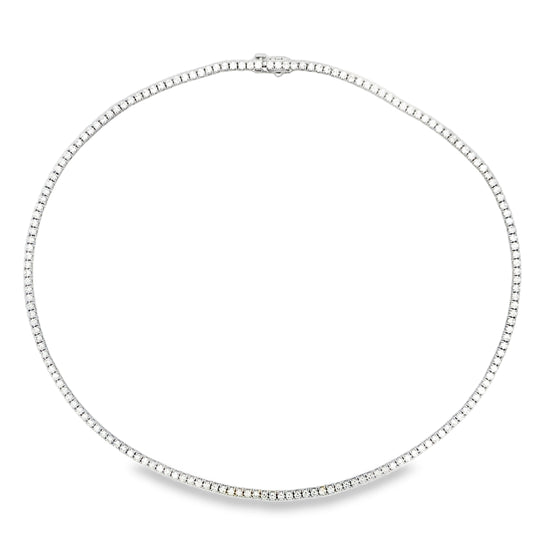 14K White Gold 6.5-Carat Straight-Line Diamond Tennis Necklace