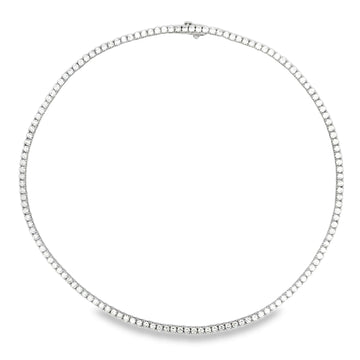 14K White Gold 10.5-Carat Straight-Line Diamond Tennis Necklace