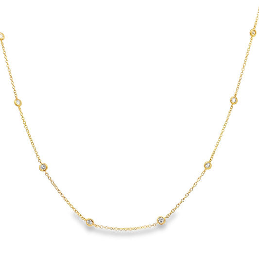 14K Yellow Gold Diamond By The Yard Necklace 18"
