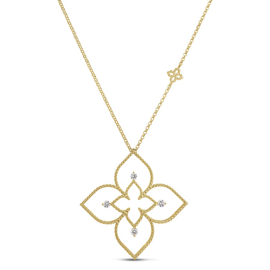 Roberto Coin 18K Princess Flower Open Frame Diamond Necklace