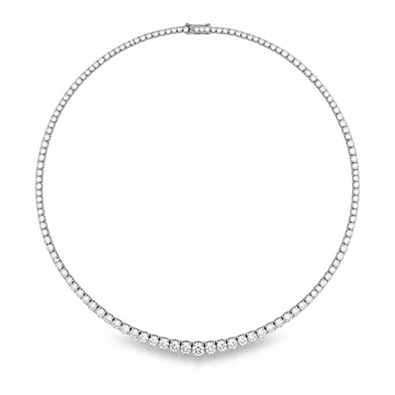 Norman Silverman 18K White Gold Graduated Tennis Necklace
