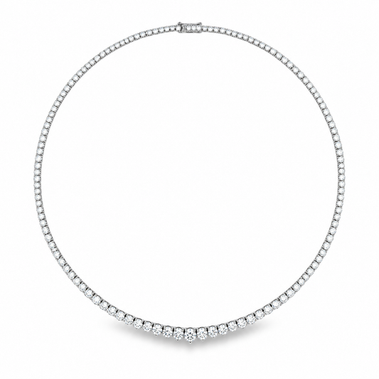 Norman Silverman 18K White Gold Graduated Tennis Necklace