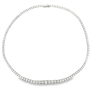 18K White Gold Graduating DiamondTennis Necklace