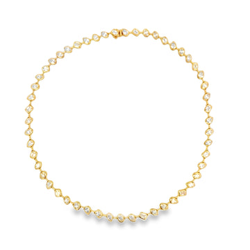 18K Yellow Gold 13 Carat Mixed Shapes Bezel-Set Diamond Necklace