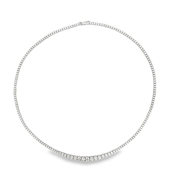 18K White Gold Graduated Diamond Center Necklace