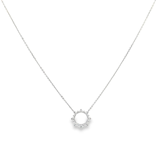 18K White Gold Diamond Circular Pendant