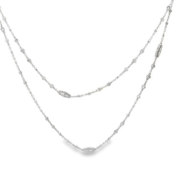 18K White Gold Diamond By The Yard Necklace 32"