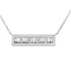 18K White Gold Diamond Bar and 4 Bezel-Set Diamond Station Necklace