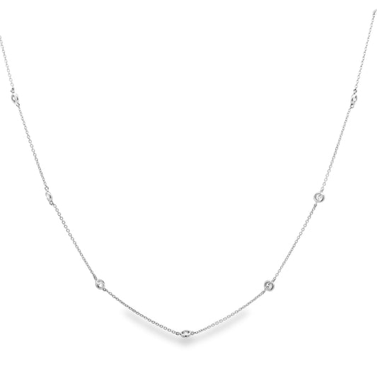 18K White Gold Diamond By The Yard Necklace