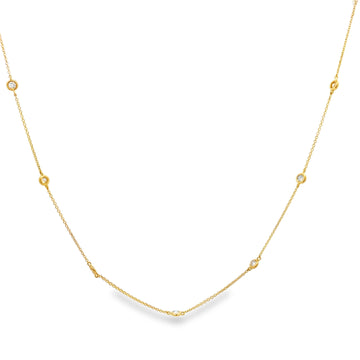 18K Yellow Gold Diamond By The Yard Necklace 18"