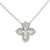 18K White Gold Diamond Flower and Bezel-Set Diamond Stations Necklace