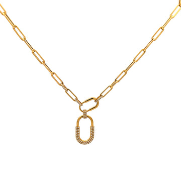 18K Yellow Gold Diamond Paperclip Necklace