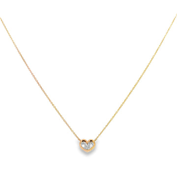 Christopher Designs 14K Yellow Gold Bezel-Set Heart Crisscut Diamond Pendant and Chain