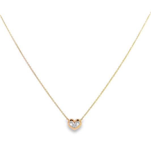 Christopher Designs 14K Yellow Gold Bezel-Set Heart Crisscut Diamond Pendant and Chain