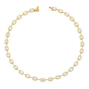 Norman Silverman 18K Yellow Gold Bezel and Prong Set Emerald-Cut Diamond Bar Necklace