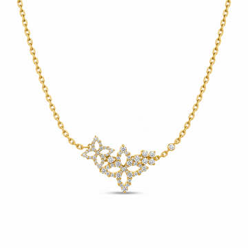 Roberto Coin 18K Yellow Gold Diamond Princess Triple Flower Necklace