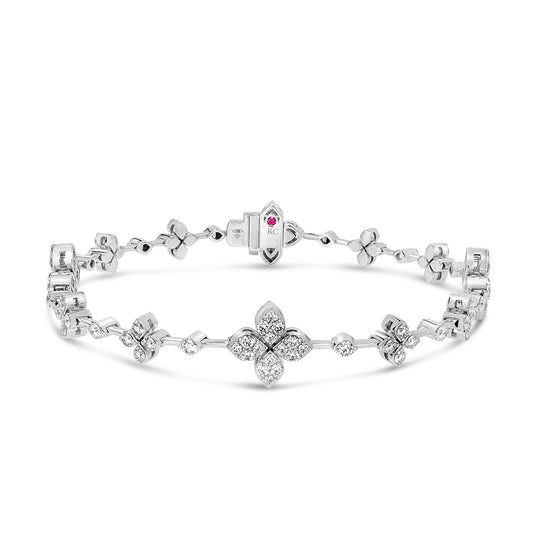 Roberto Coin 18K White Gold Love in Verona Pave Diamond Alternating Flower Bracelet