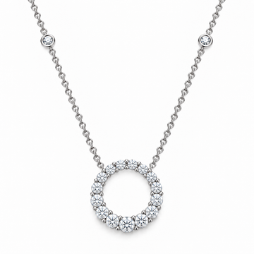 14K White Gold Circular Graduating Diamond Necklace