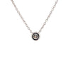 14K White Gold Diamond Necklace 18"  with 1 Round Diamond-Bezel Set