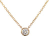 14K Yellow Gold Diamond Necklace 18" with 1 Round Diamond-Bezel