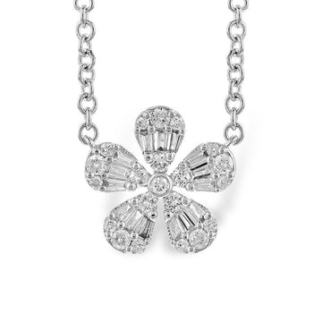 Allison Kaufman 14K White Gold Diamond Flower Necklace