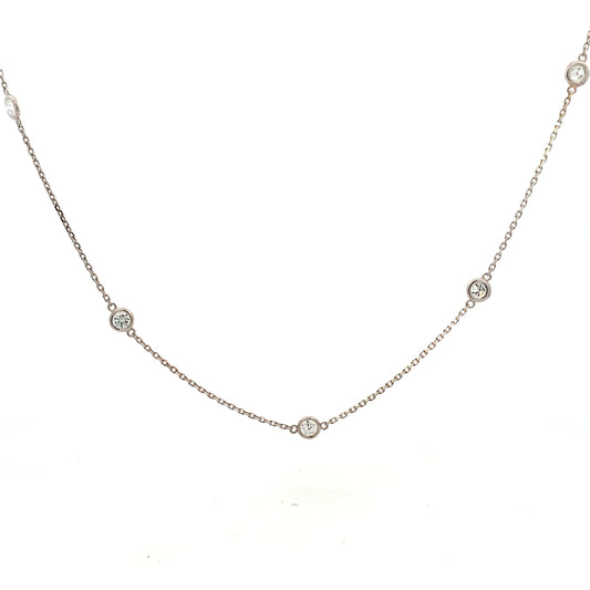 18K White Gold Diamond By The Yard Necklace 18