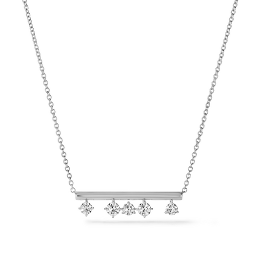 Hearts On Fire 18K White Gold Floating Diamond Bar Necklace