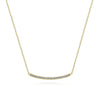Gabriel & Co. 14K Yellow Gold Diamond Pavé Curved Bar Necklace