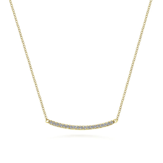 Gabriel & Co. 14K Yellow Gold Diamond Pavé Curved Bar Necklace