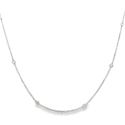 18K White Gold 8-Station Diamonds By The Yard Necklace