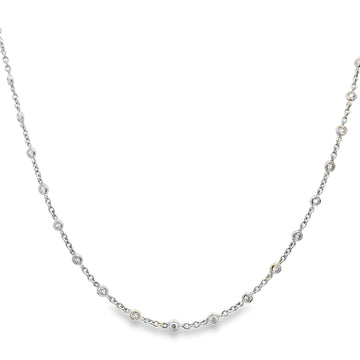 18K White Gold 1.5-Carat Diamonds Bezel Chain Necklace