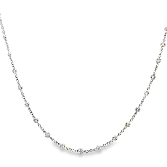 18K White Gold 1.5-Carat Diamonds Bezel Chain Necklace