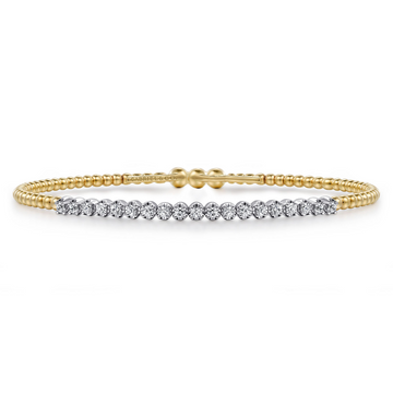 Gabriel & Co. 14K Yellow and White Gold Bujukan Diamond Bar Locking Bangle