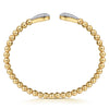 Gabriel & Co. 14K Yellow Gold Bujukan and Pave Diamond Teardrop Open Bangle