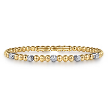 Gabriel & Co. 14K Yellow and White Gold Bujukan Diamond Station Locking Bangle