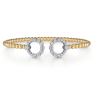Gabriel & Co. 14K Yellow Gold Bujukan Diamond Circle Open Bangle